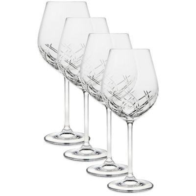 Top Shelf Bevel Crystal Wine Glasses (Set of 4)