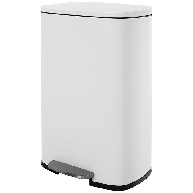 13 Gallon(50L) Trash Can, Fingerprint Proof Stainless Steel Kitchen Garbage Can with Removable Inner Bucket and Hinged Lids, Pedal Rubbish Bin for Home Office