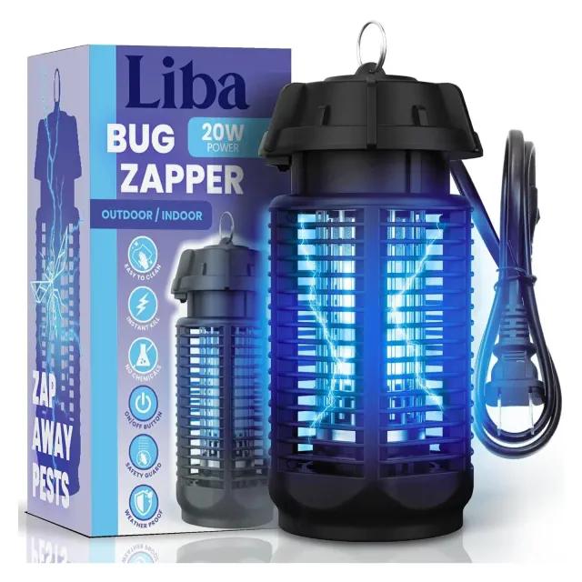 LiBa Electric Bug Zapper - 4000V Outdoor & Indoor Insect Killer, Waterproof Mosquito Trap, 20W Brightness