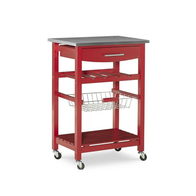 Clarke Kitchen Cart Red - Linon