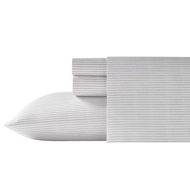 Tommy Bahama 212696 Paloma Beach Stripe Sheet Set, Cloud Grey, King
