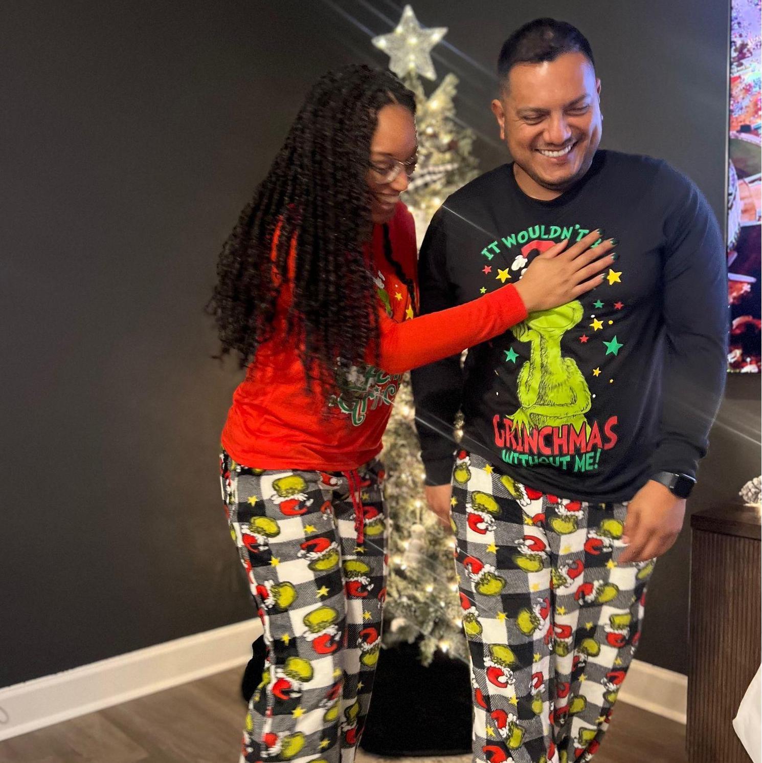 First Christmas together in matching Grinch PJ's