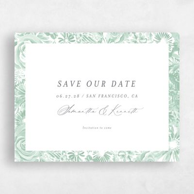 Celadon Green Wedding Save the Date - Hallberg Landscape