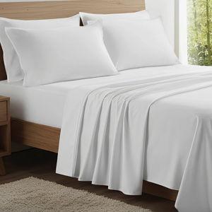 100% Organic Viscose From Bamboo Sheets Set, 300 Thread Count, 4-pc Set, Luxury Cooling Sheets, Deep Pockets - Gift-Ready Packaging, Queen Size (White) - Snow White, Queen Sheet Set + 2 Pillow Case