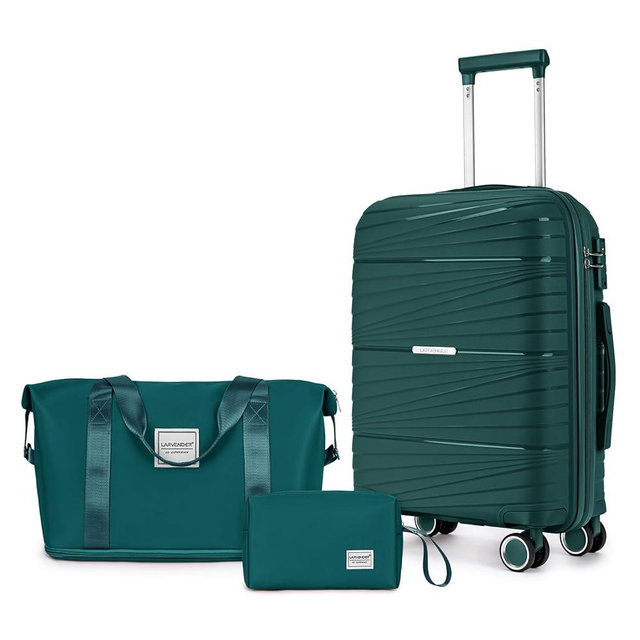 LARVENDER Carry On Luggage 22x14x9 Airline Approved, 20 Inch Hardshell & Lightweight PP Carry On Suitcase for Women with Spinner Wheels TSA Lock, Dark Green