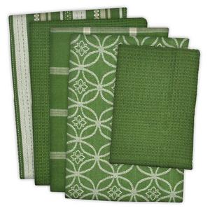 Design Imports India - DII Cotton Oversized Kitchen Dish Towels 18 x 28" and Dishcloth 13 x 13", Set of 5 , Absorbent Washing Drying Dishtowels for Everyday Cooking and Baking-Sage
