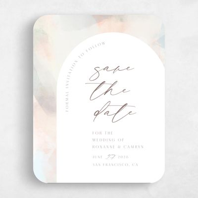 White Rounded Wedding Save the Date - Coleridge Portrait