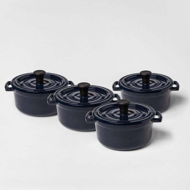 .25qt 4pc Round Casserole Bakeware Set Navy - Threshold™