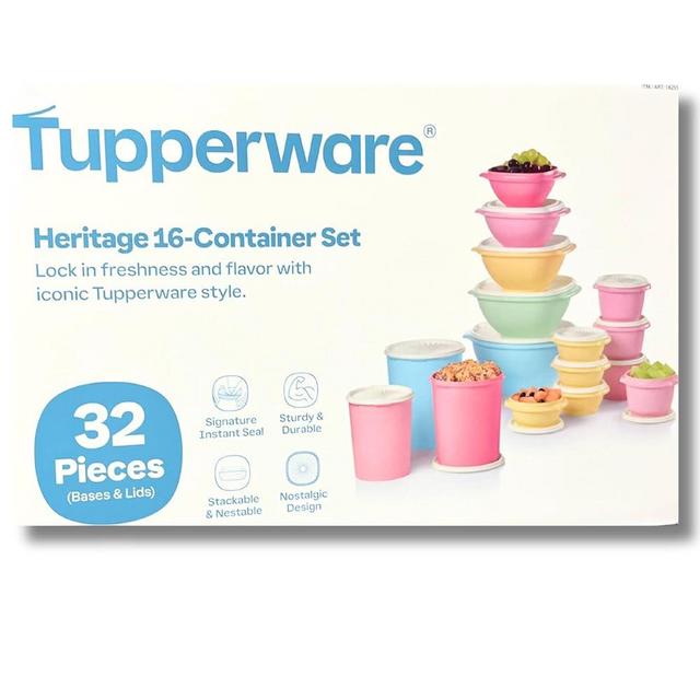 Tupperware Heritage Collection 16 Container Set with Lids. Food Storage Containers, Set of 32