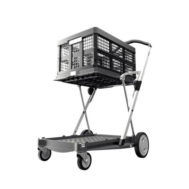 CLAX® Multi use Functional Collapsible carts | Mobile Folding Trolley | Shopping cart with Storage Crate | Platform Truck (Grey)