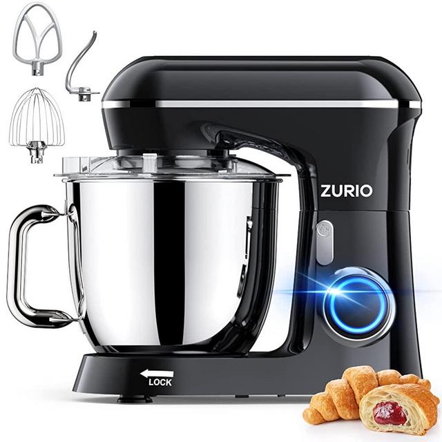 Stand Mixer, 10+P Speed Household Stand Mixers Electric Tilt-Head Kitchen Food Mixer with Dishwasher Safe Stainless Steel Mixing Bowl, Dough Hook, Whisk, Flat Beater, Silicone Spatula & Splash Guard