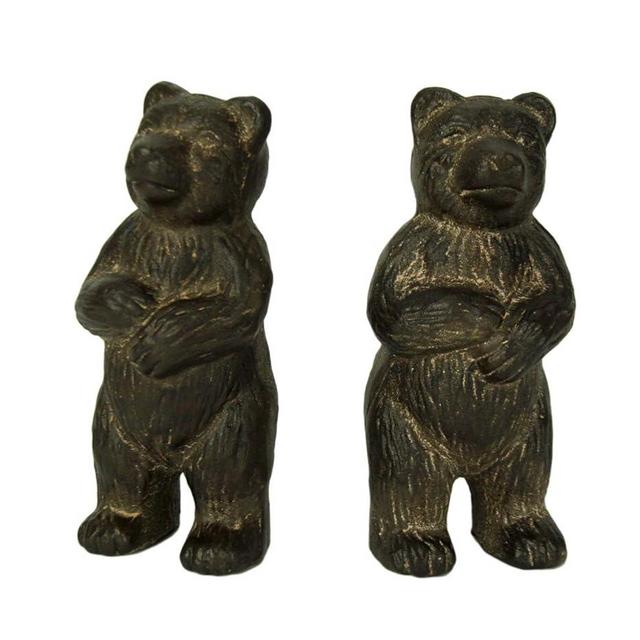 Rustic Brown Cast Iron Standing Bear Bookends