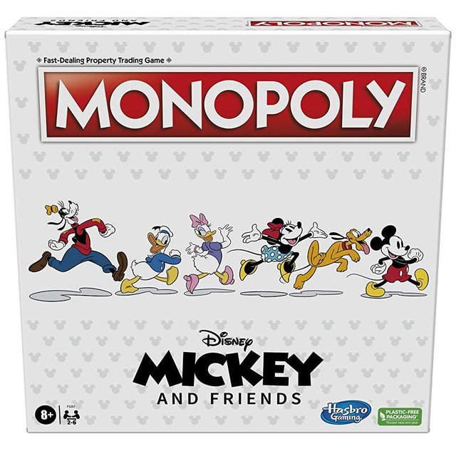 Monopoly: Disney Mickey and Friends Edition Board Game, Ages 8+, for Disney Fans, Mickey and Friends Monopoly Tokens, Exclusive Disney Pins
