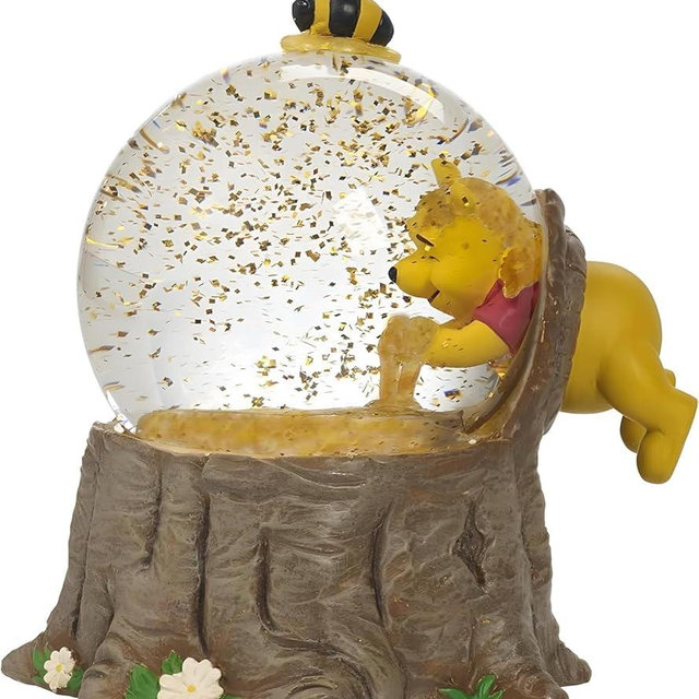 The Pooh Bear Musical Snow Globe, for The Love of Hunny - Resin/Glass - Collectible Birthday Gift, Holiday Present