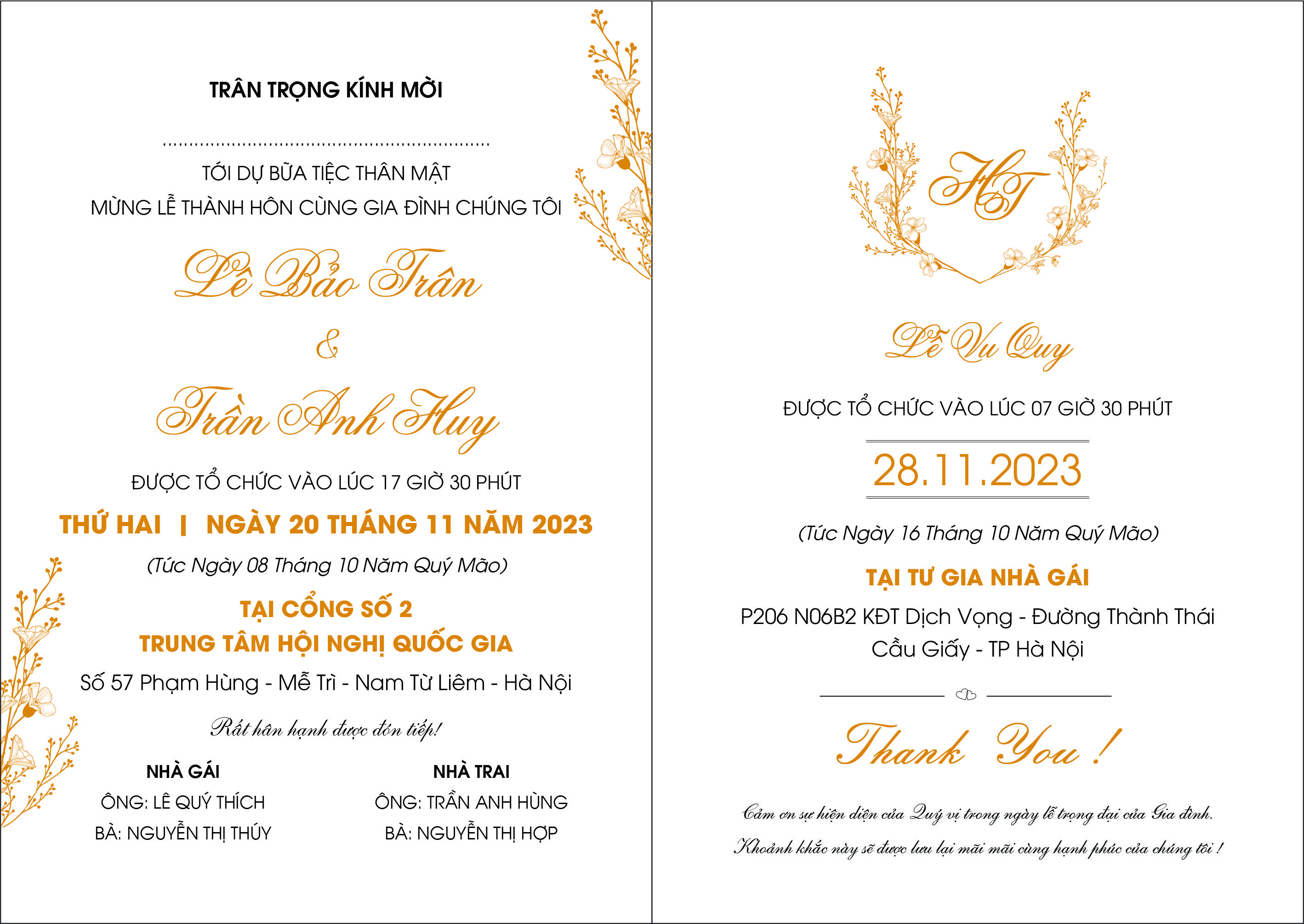 The Wedding Website of Bao Tran Le and Anh Huy Tran