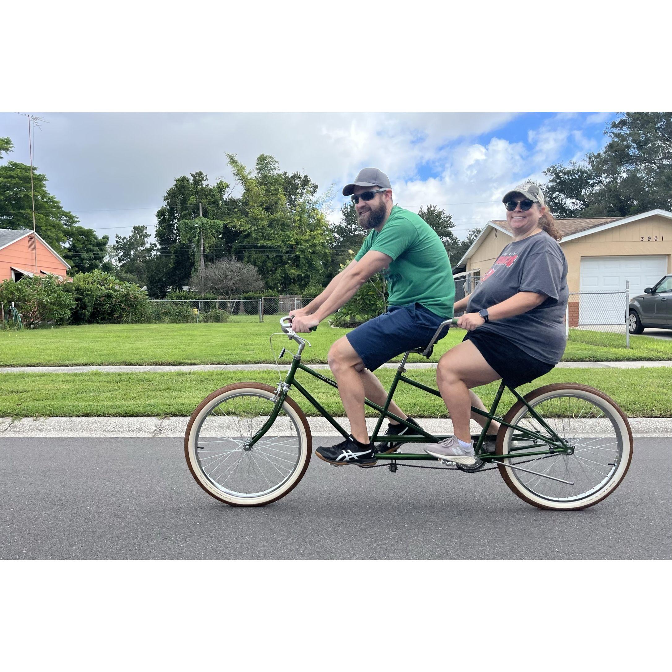 On our freshly restored 1969 Schwinn Twinn