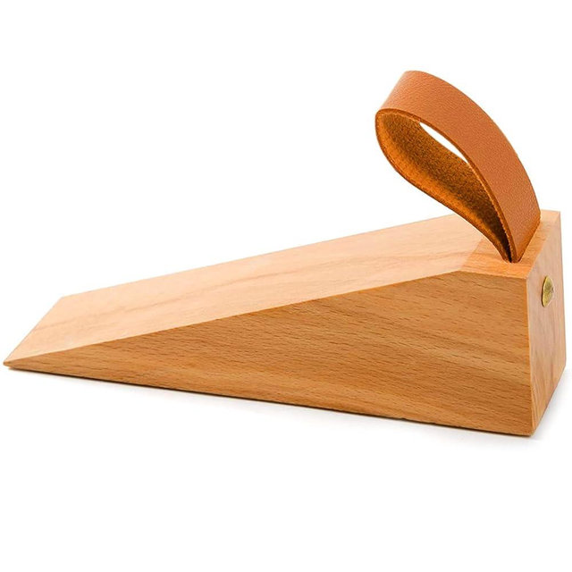 Large Wood Door Stopper, Solid Wooden Non-Slip Door Wedge, Sturdy and Durable Door Stop Wedges, Fit for Door Bottom Seam (0.2" - 2") Large 1 Pack