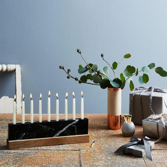 Vermont Green Marble & Walnut Menorah