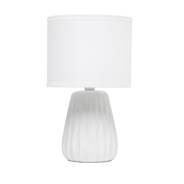 11.02" Mini Modern Ceramic Pastel Accent Bedside Table Desk Lamp with Matching Fabric Shade Off-White - Simple Designs