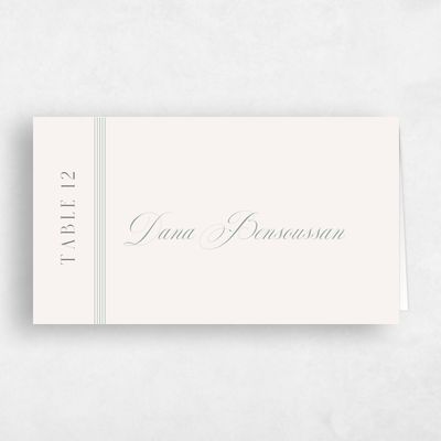 Rich Sage, Beige Wedding Place Card - Felicity
