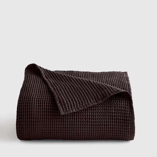 Organic Waffle Bed Blanket in Espresso