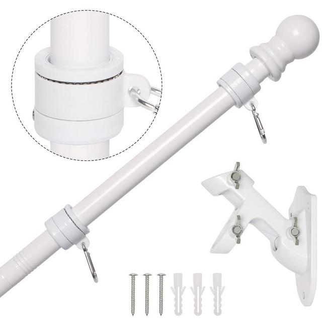 NELXINJO 5FT Flag Pole with Bracket, Professional Stainless Steel No Tangle Spinning Pole and Flag Pole Kit with Bracket for Residential or Commercial