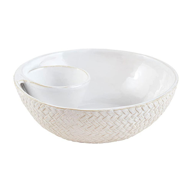 Mud Pie Stoneware Chip And Dip Bowl, 3 3/4" X 10 1/2" Dia