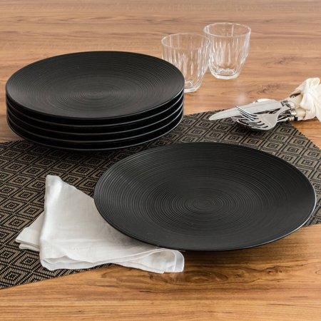 Better Homes and Gardens Matte Swirl Dinner Plates, Black, Set of 12