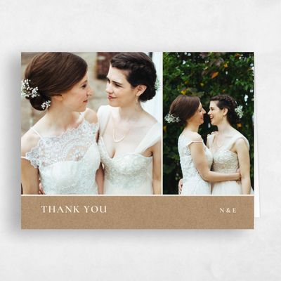 Natural, Brown Wedding Thank You - Woodland Portrait