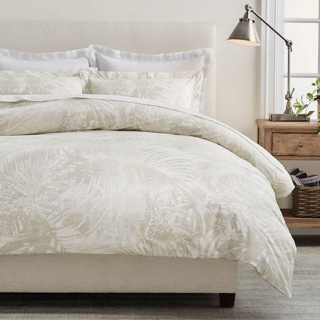 Neutral Layla Palm Organic Cotton Duvet Cover, King/Cal. King