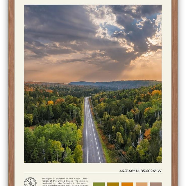 StudioUBILA Michigan Wall Art Poster, Decorative Cityscape Landscape Art Prints, Home Decor Wall Art Print for Bedroom Living Room Kitchen Decorations, Unframed