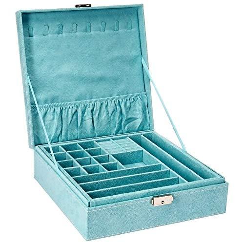 KLOUD City Two-Layer lint Jewelry Box Organizer Display Storage case with Lock (Blue)