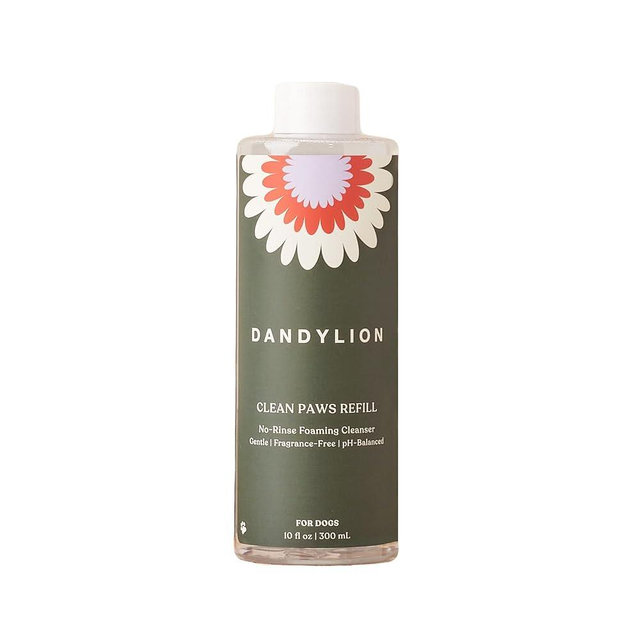 Dandylion Clean Paws Refill | No-Rinse Dog Paw Cleaner & Dog Paw Washer | Fragrance-Free, pH Balanced Foaming Cleanser with Silicone Bristle Brush | Designed for All Breeds & Sizes | 10 fl oz