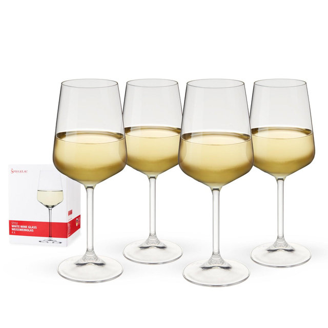 Spiegelau Style White Wine Glasses Set of 4 - Crystal, Classic Stemmed, Dishwasher Safe, Professional Quality White Wine Glass Gift Set - 15.5 oz