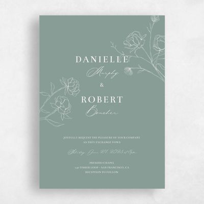 Rich Sage, Green Wedding Invitation - Ingrid Portrait