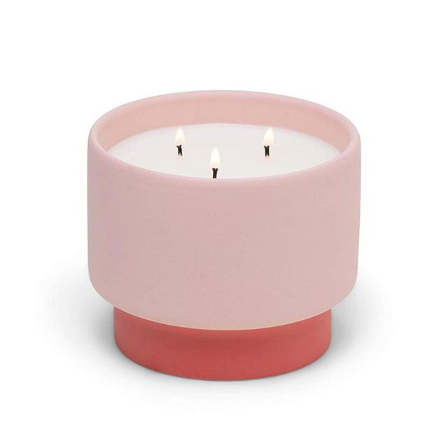 Paddywax Color Block Artisan Hand Poured Scented Candle, 16-Ounce, Pink/Coral - Sparkling Grapefruit