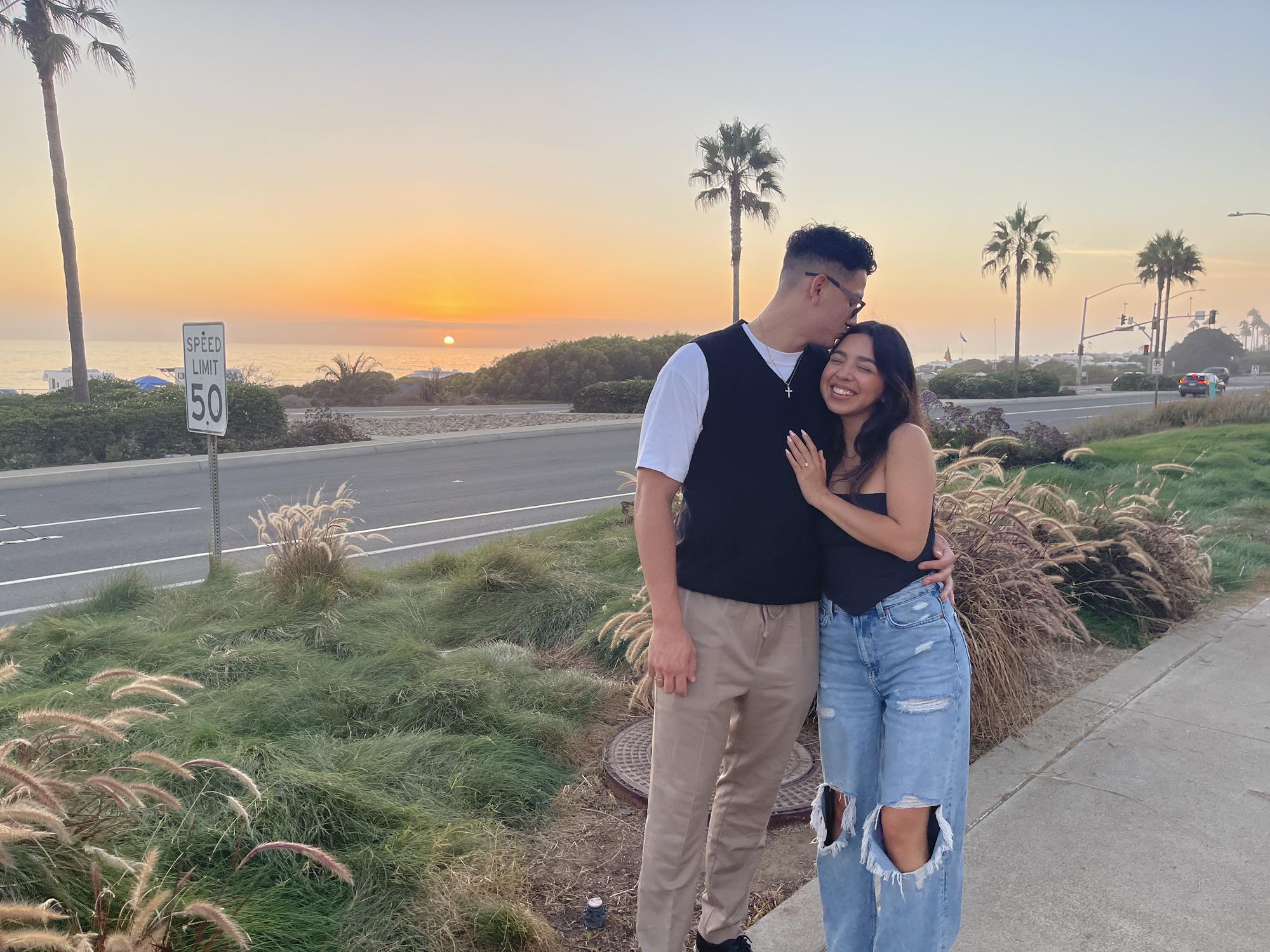 Dinner in Oceanside (home to Camp Pendleton where Israel was previously stationed) and Israel ran to ask someone to take this photo of us because the sunset was so beautiful! 🌅🌴