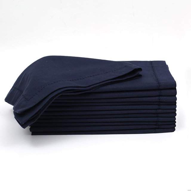 Lightnpro Hemstitched Cotton Cloth Napkins Set of 12-18x18 Inch Navy Dinner Napkins, Washable Fabric Napkins, Christmas & Holiday Table Linens, Elegant Cloth Napkins for Special Occasions