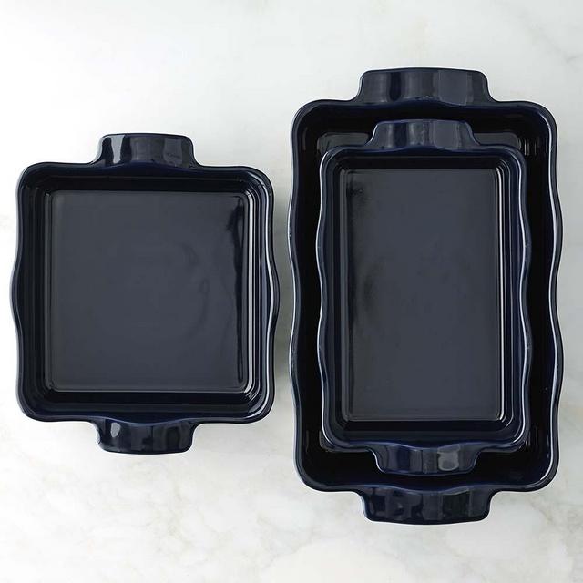 Emile Henry 3-Piece Ruffled Baker Set, Navy