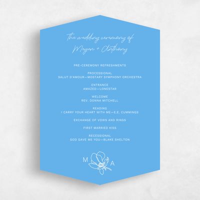 Blue Diamond Wedding Program - Bow Bridge
