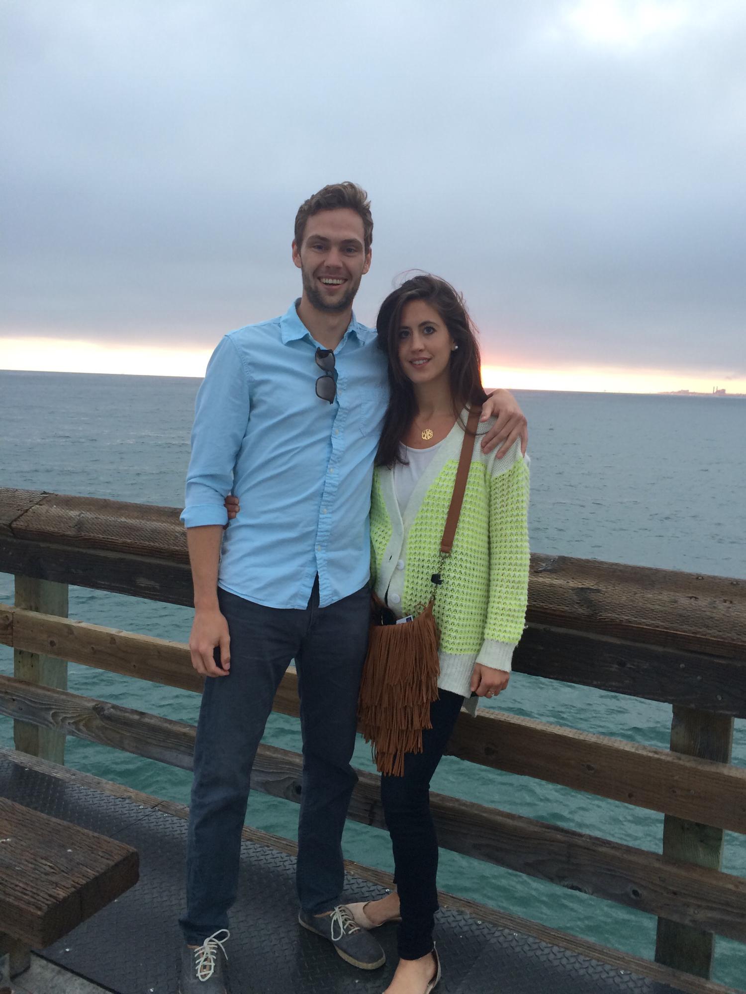 Jackie visiting William in Huntington Beach - one of his favorite project locations for work!