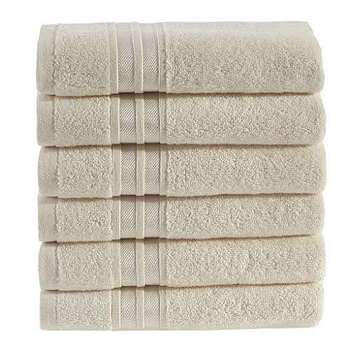 Hammam Linen Premium Organic Turkish Cotton Hand Towels 6-Pack, 16”x28”, Sea Salt, Luxury Hotel & Spa - Alanya Collections