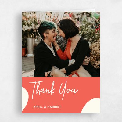 Bright Coral, Orange Wedding Thank You - Bahia Photo