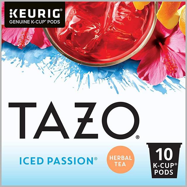 TAZO Iced Tea K-Cup Pods, Passion Herbal Tea, 10 Pods (Pack of 6)