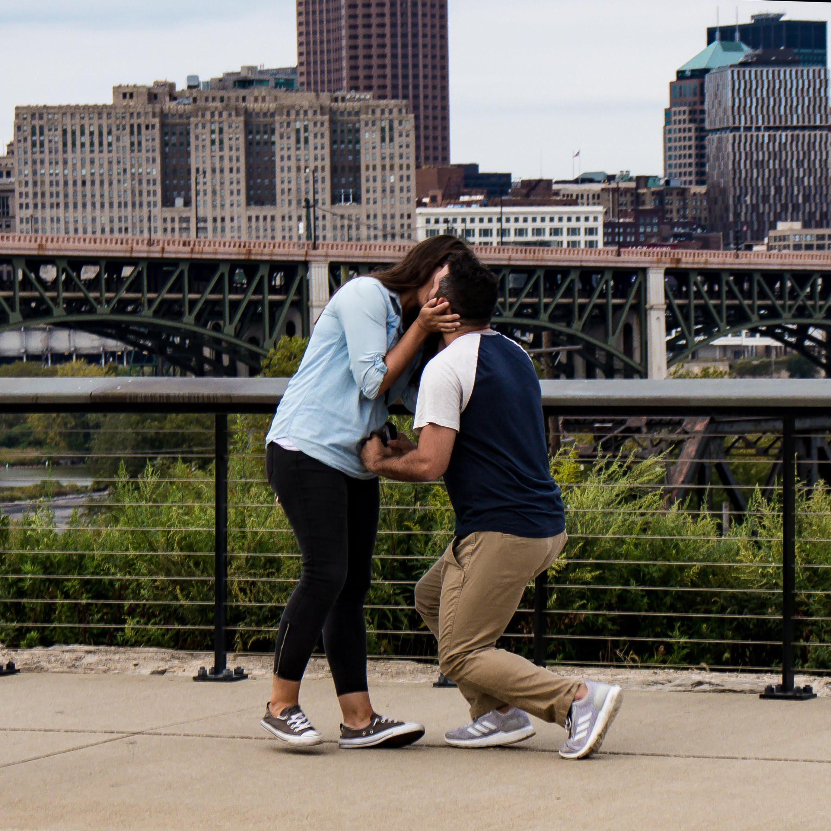 When Tom proposed, he arranged for his coworker Mano to photograph the moment. He actually was down on one knee but we were so excited, it wasn't for long.