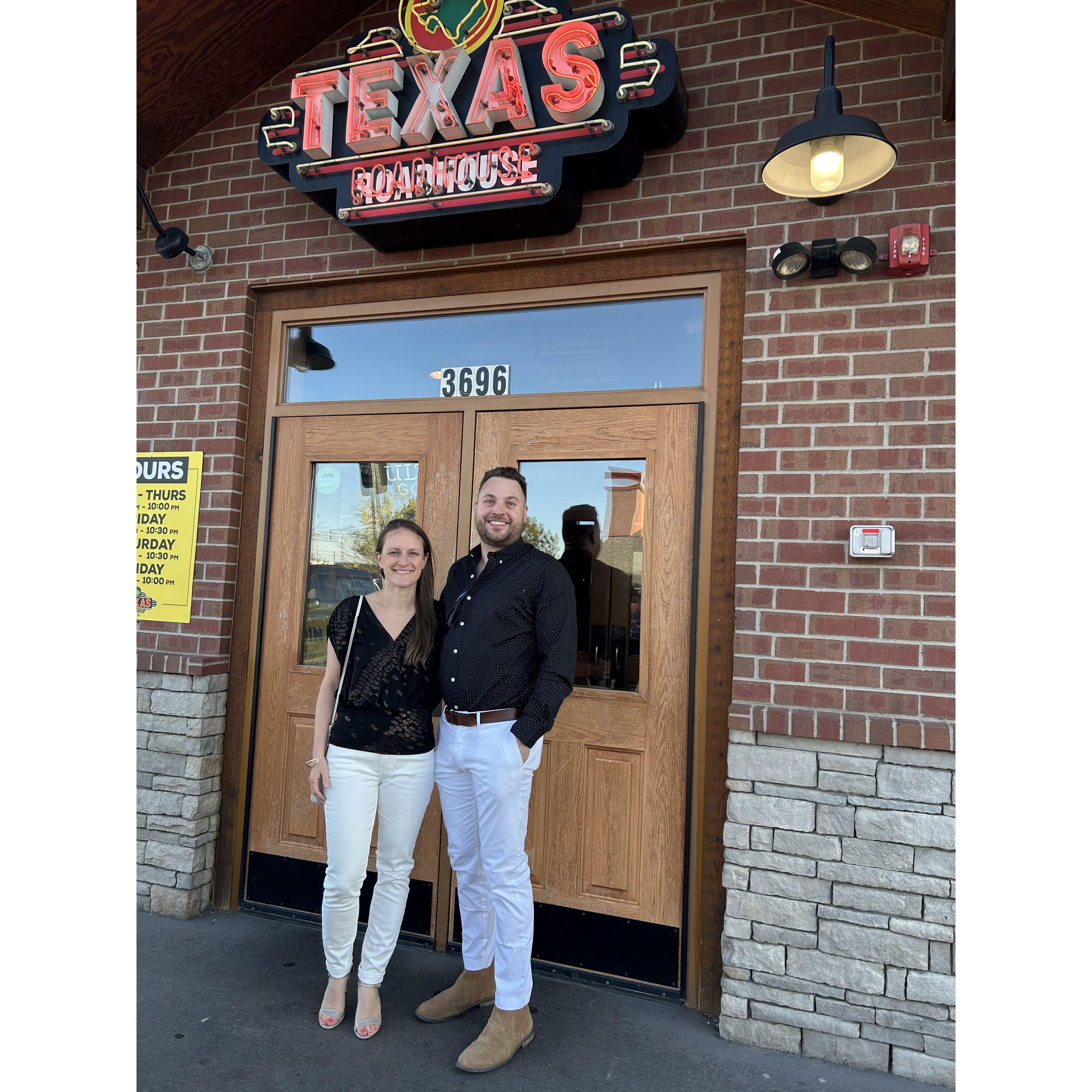 At Texas Roadhouse for my birthday! They made me get on the mechanical bull and Ryan filmed it