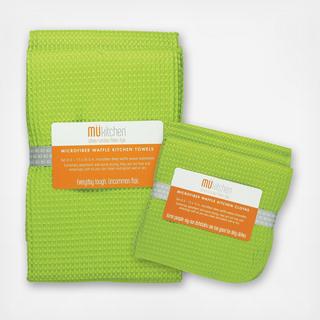 Waffle 5-Piece Dishtowel + Dishcloth Set