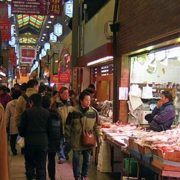 Kevin will eat whatever weird food you like at the Nishiki Food Market