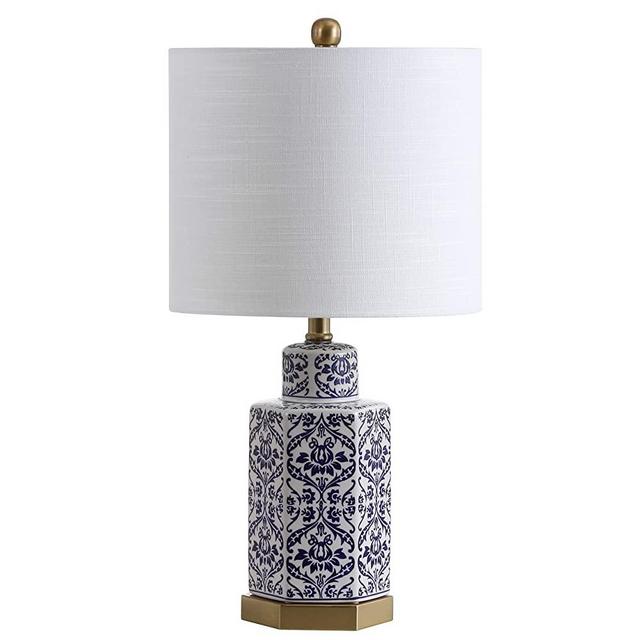JONATHAN Y JYL3050A Diana 23.5" Ginger Jar Ceramic/Metal LED Lamp Classic,Traditional for Bedroom, Living Room, Office, College Dorm, Coffee Table, Bookcase, Blue/White