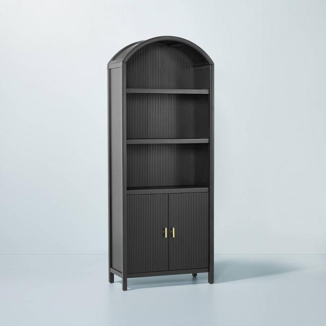 Grooved Wood Arch Bookcase Cabinet - Black - Hearth & Hand™ with Magnolia